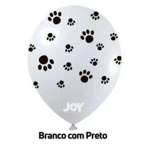 balão joy 9`` branco patinhas (25 uni)