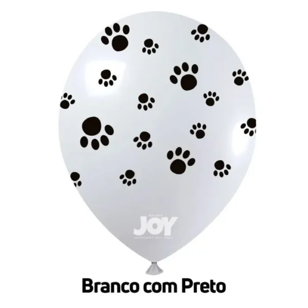 balão joy 9`` branco patinhas (25 uni)