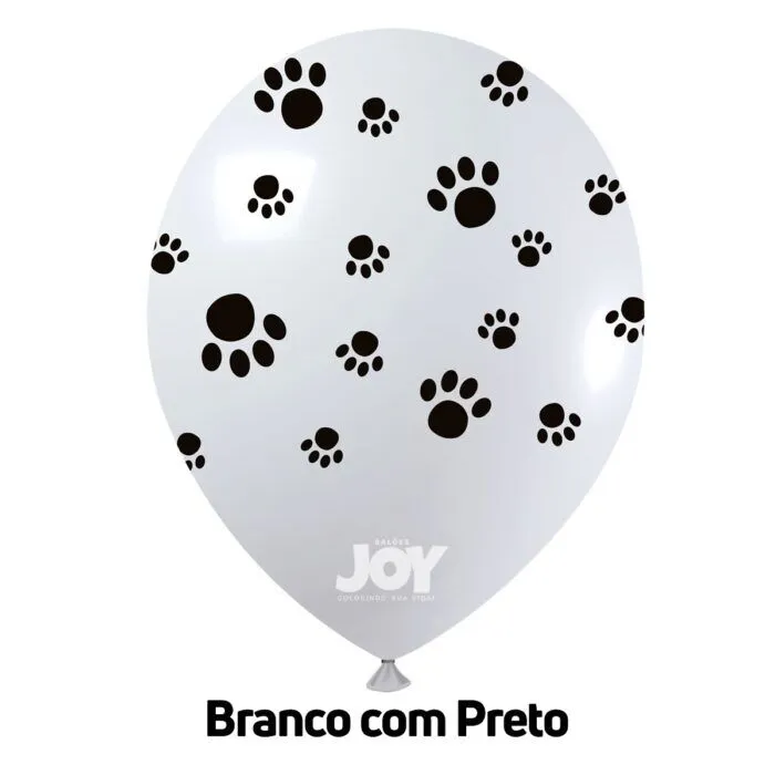 balão joy 9`` branco patinhas (25 uni)