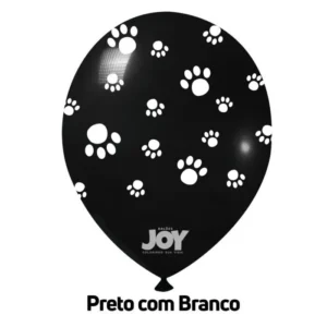 balão joy 9`` preto patinhas (25 uni)