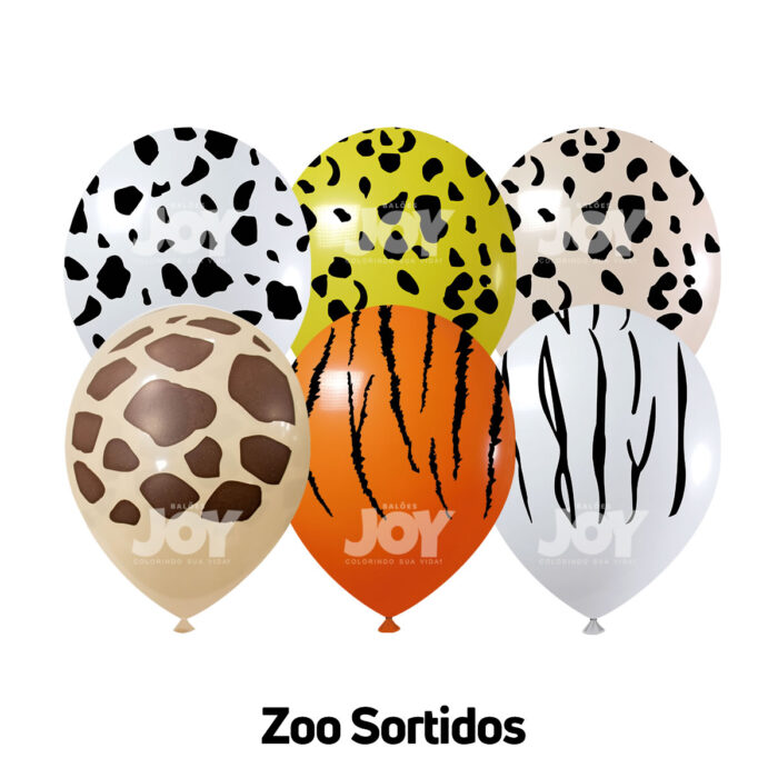 balão joy 9`` sortidos zoo (25 uni)