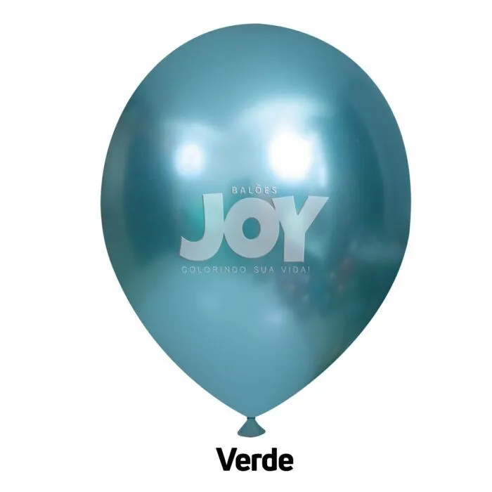 balão joy 14`` verde cromado (12 uni)